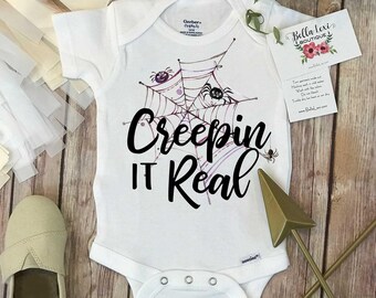 Halloween Onesie®, Creepin it Real, Funny Halloween Shirt, First Halloween, Spider Shirt, First Halloween, 1st Halloween,Spider Baby,Spiders