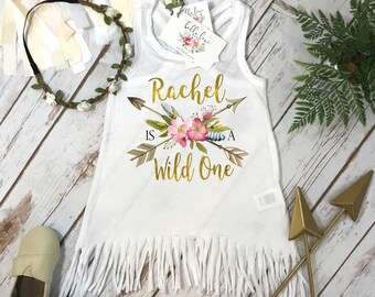 First Birthday, Wild One, Girl Birthday Dress, Personalized Birthday, 1st Birthday, Fringe Birthday Dress, Boho Birthday,Girl Birthday Shirt