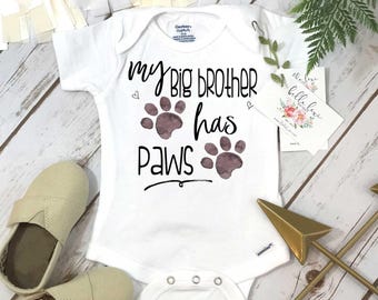 My Big Brother Has Paws, Pregnancy Announcement, Dog Shirt, Pregnancy Reveal, Baby Reveal, Baby Announcement, Fur Baby Bodysuit, Cat Shirt,