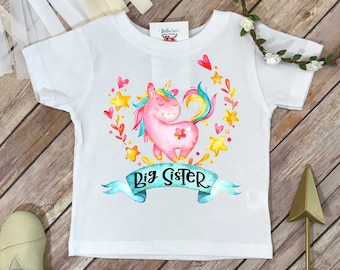 Big Sister Shirt, Promoted to Big Sister, Unicorn Shirt, Big Sister Gift, Pregnancy Reveal, Baby Announcement, Big Sister Reveal, Sisters