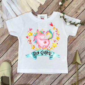 Big Sister Shirt, Promoted to Big Sister, Unicorn Shirt, Big Sister Gift, Pregnancy Reveal, Baby Announcement, Big Sister Reveal, Sisters image 1