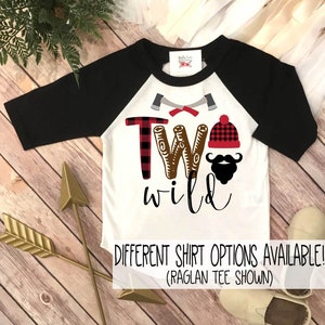 Two Wild, Lumberjack Birthday, 2nd Birthday shirt, Buffalo Plaid Party, Lumberjack Party, Woodland Party Set, Two Wild Birthday, Second Bday image 1