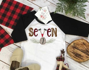 Seventh Birthday Shirt, Lumberjack Birthday, 7th Birthday shirt, Buffalo Plaid Party, Lumberjack Party, Lumberjack Theme, Camping Birthday