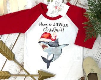 Christmas Shirt, Shark Shirt, Have a JAWlly Christmas, Funny Christmas Tees, Christmas Shark, Shark Tees, Family Shark, Shark Theme, Holiday