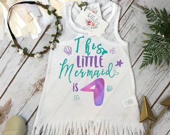 Mermaid Birthday, Fourth Birthday, This Little Mermaid is 4, 4th Birthday, Mermaid Party, Mermaid Shirt, Mermaid Theme,Girl Birthday,Mermaid