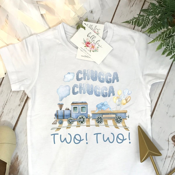 Choo Choo I'm Two Birthday T-Shirt, Train Birthday Shirt, Choo choo I'm two, Boy Train Tshirt, Boys Birthday Shirt, 2nd birthday theme