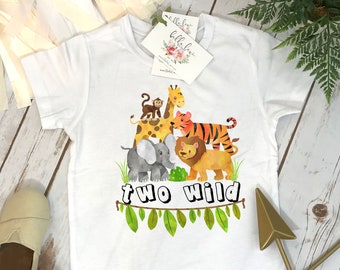 Safari Birthday Shirt, Jungle Birthday, 2nd Birthday shirt, Safari Party, Zoo Party, Animal Party Shirt, TWO WILD, Zoo Birthday set, Monkey