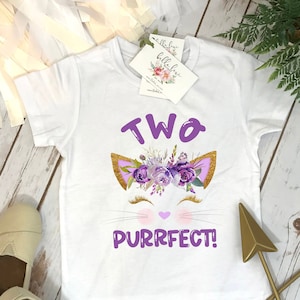 2nd Birthday Shirt, Kitten Birthday, Kitty Birthday shirt, Custom Birthday, Cat Birthday, Cat Shirt, Second Birthday, Two Purrfect, Kitty