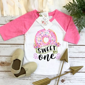 First Birthday, SWEET ONE, Donut Birthday, 1st Birthday, Donut party, Donut Theme, Girl Birthday, Birthday Shirt, Girl Birthday Gift, Donut