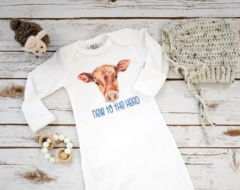 Baby Shower Gift, NEW TO the HERD, Country Baby, Farm shirt, Cowboy Baby, Baby Sleeper, Farm Baby Gift, Cute Baby Gift, Cow Theme, Farm baby