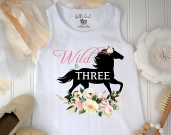 Horse Birthday, Wild and Three, Third Birthday, Horse Party, Niece Gift, Pony Birthday, Cute Girl Gifts, Pony Party, 3rd Birthday, Horse