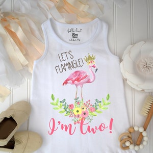 Birthday Dress, Let&#39;s Flamingle, Second Birthday Shirt, Flamingo Party, Flamingo Birthday, 2nd Birthday Shirt, Girl Birthday, Flamingle Set