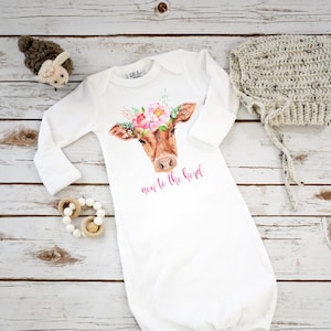 Baby Shower Gift, NEW TO the HERD, Country Baby, Farm shirt, Cowgirl, Baby Sleeper, Farm Baby Gift, Cute Baby Gifts, Cow Theme, Farm baby image 1