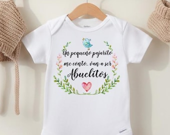 Spanish Pregnancy Reveal Bodysuit for Abuelos — Baby Announcement for Abuelitos — Van a Ser Abuelitos