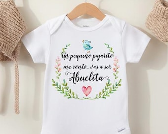Spanish Pregnancy Reveal Bodysuit for Abuelita — Vas a Ser Abuelita — Baby Announcement for Grandma