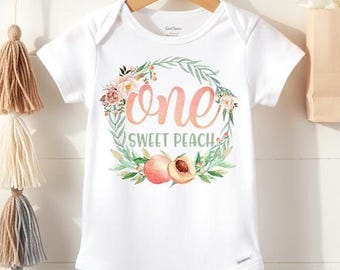 Peach Birthday Onesie®, One Sweet Peach, Peach Birthday shirt, 1st Birthday, Sweet as a Peach, Peach Party, Peaches Birthday, Peachy, I am 1