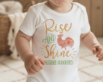 Baby Shower Gift, Rise and Shine Mother Cluckers, Country Baby, Farm Onesie®, Rooster shirt, Cute Baby Clothes, Nephew Gift,Cute Boy Clothes