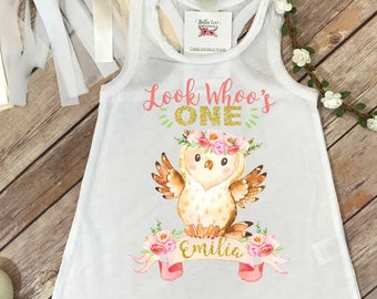 First Birthday, Woodland Party, 1st Birthday, Look Whoo's One, Personalized Birthday Dress, Girl Birthday,Birthday Shirt, Owl Theme Birthday