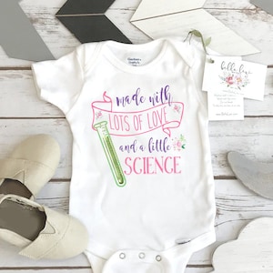 IVF Baby, Made with Love and Science, Some Things are Worth the Wait, Pregnancy Announcement, IVF Gift, Pregnancy Reveal, IVF baby Onesie® image 1