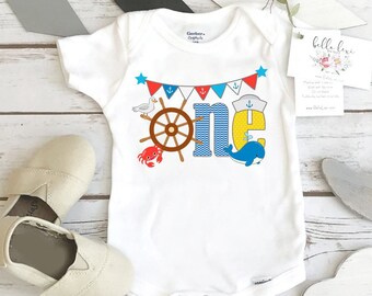 First Birthday Onesie®, Nautical Birthday, 1st Birthday shirt, Ocean Party, Sailor Party, Sea Party Set, Sailboat Birthday, Whale Theme, Sea