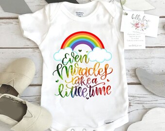 Rainbow Baby, Even Miracles Take a Little Time, Little Miracle, Rainbow Shower Gift, Rainbow Baby Gift, Baby Reveal, Baby Announcement, Girl