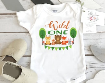 Eerste verjaardag Onesie®, Woodland Verjaardag, Wild EEN, Woodland Animal Verjaardag, Woodland Party, 1e verjaardag Shirt, Jongen Verjaardag, Woodland