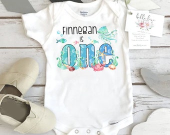 First Birthday Onesie®, Under the Sea Party, Fish Birthday, 1st Birthday, Ocean Party, Shark Birthday, ONEder the Sea theme, Sea Animals Set