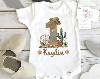 Cowboy Onesie® Western Theme Birthday First Rodeo Baby Western Party Cowboy Shirt Gift Personalized Baby Bodysuit Boy Gifts Birthday First