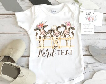 Baby Shower Gift, Herd That, Country Baby, Farm shirt, Cowgirl shirt, Cow Onesie®, Farm Baby Gift, Cute Baby Clothes, Cow Theme, Farm baby