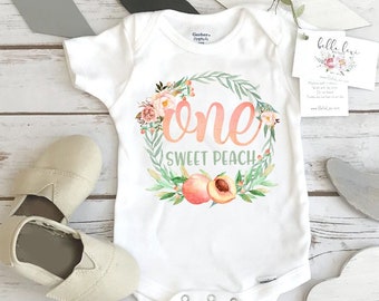 Peach Birthday Onesie®, One Sweet Peach, Peach Birthday shirt, 1st Birthday, Sweet as a Peach, Peach Party, Peaches Birthday, Peachy, I am 1