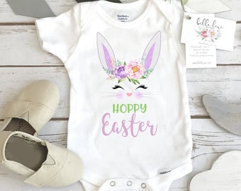 Easter Onesie®, Hoppy Easter, Bunny Birthday shirt, Custom Easter, One Bunny, Easter Shirt, Girl Easter, Easter Birthday, Bunny Shirt,Floral