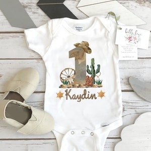 Cowboy Onesie® Western Theme Birthday First Rodeo Baby Western Party Cowboy Shirt Gift Personalized Baby Bodysuit Boy Gifts Birthday First