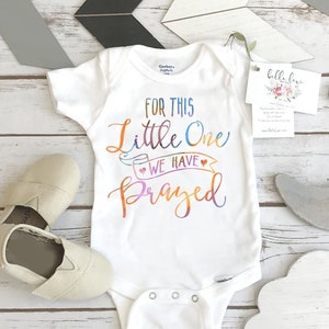 Rainbow Baby Onesie®, For this Little One We Have Prayed, Pregnancy Reveal, Baby Shower Gift, Baby Girl Gift, Baby Announcement, Baby Reveal