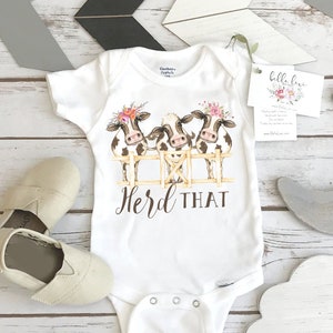 Baby Shower Gift, Herd That, Country Baby, Farm shirt, Cowgirl shirt, Cow Onesie®, Farm Baby Gift, Cute Baby Clothes, Cow Theme, Farm baby image 1