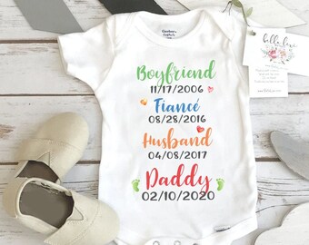 Baby Reveal Onesie®, Boyfriend Fiance Husband Daddy, Pregnancy Reveal, Personalized Baby Announcement, Pregnancy Reveal to Husband,Expecting