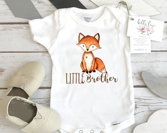 Kleine broer Onesie®, Fox thema, broers shirts, kleine broer shirt, baby onthullen, baby broer onthullen, zwangerschap aankondiging, jongen cadeau