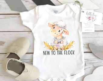 Baby Shower Gift, NEW TO the FLOCK, Country Baby, Farm shirt, Sheep Farmer, LambOnesie®, Farm Baby Gift, Cute Baby Clothes, Sheep Theme,