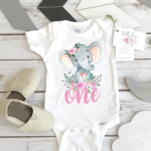 First Birthday Onesie®, Elephant Theme, Birthday Shirt, 1st Birthday, Girl Birthday, Birthday Onesie®, Elephant Party, Boho Birthday, PINK