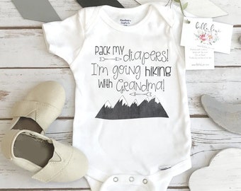 Hiking Onesie®, Pack My Diapers I'm going Hiking, Baby Shower Gift, Hiking Baby Gift, Grandma Baby Gift, Newborn Gift, Baby Boy Gift,Camping