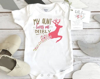 Aunt Onesie®, My Aunt Loves Me Deerly, Aunt Gift, Aunt Baby Gift, Auntie shirt, Deer shirt, Auntie baby shirt,Best Aunt Ever, Niece Gift