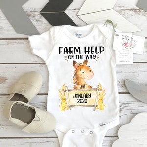 Farm Help on the Way, Pregnancy Announcement, Horse Farm Baby, Pregnancy Reveal, Horse Onesie®, Country Baby, Ranch Help Coming, Horse Shirt
