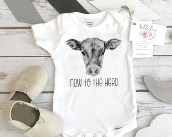 Baby Shower Gift, NEW TO the HERD, Country Baby, Farm shirt, CowBOY, Cow Onesie®, Farm Baby Gift, Cute Baby Clothes, Cow Theme, Farm baby