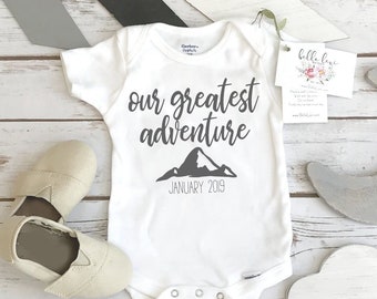 Baby Reveal Onesie®, Pregnancy Announcement, Our Greatest Adventure, Pregnancy Reveal, Baby Announcement, Reveal Photo Prop,Baby Shower Gift