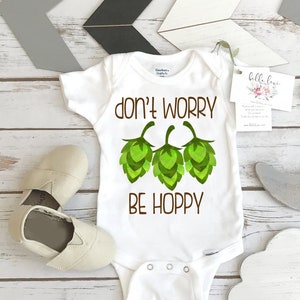Pregnancy Reveal, Don't Worry Be Hoppy, Beer Shirt, Father's Day Gift, Funny Baby Gift, Baby Shower Gift, Beer Theme, Craft Beer Daddy, Hops image 1