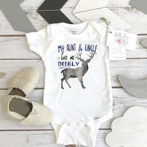 Baby Shower Gift, My Aunt & Uncle Love Me Deerly, Nephew Gift, Aunt Onesie®, Uncle Onesie, Deer Theme, Best Aunt Ever, Newborn Gifts,Newborn
