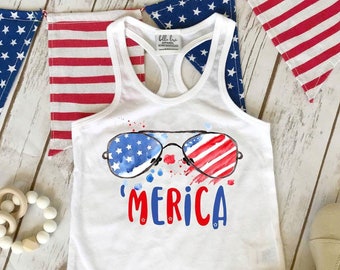 4th of July Outfit, MERICA Tank, Baby Shower Gift, Murica, Funny America Shirt, Red White Blue, 4th of July Shirts, First Fourth of July,