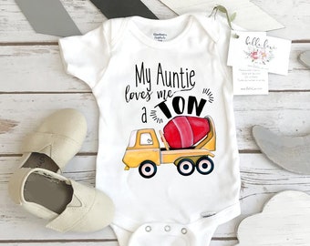 Aunt Onesie®, My Auntie Loves me a Ton, Nephew Gift, Aunt Baby Bodysuit, Cute Boy Clothes, Auntie shirt, Nephew Shirt,Baby Shower Gift, Baby