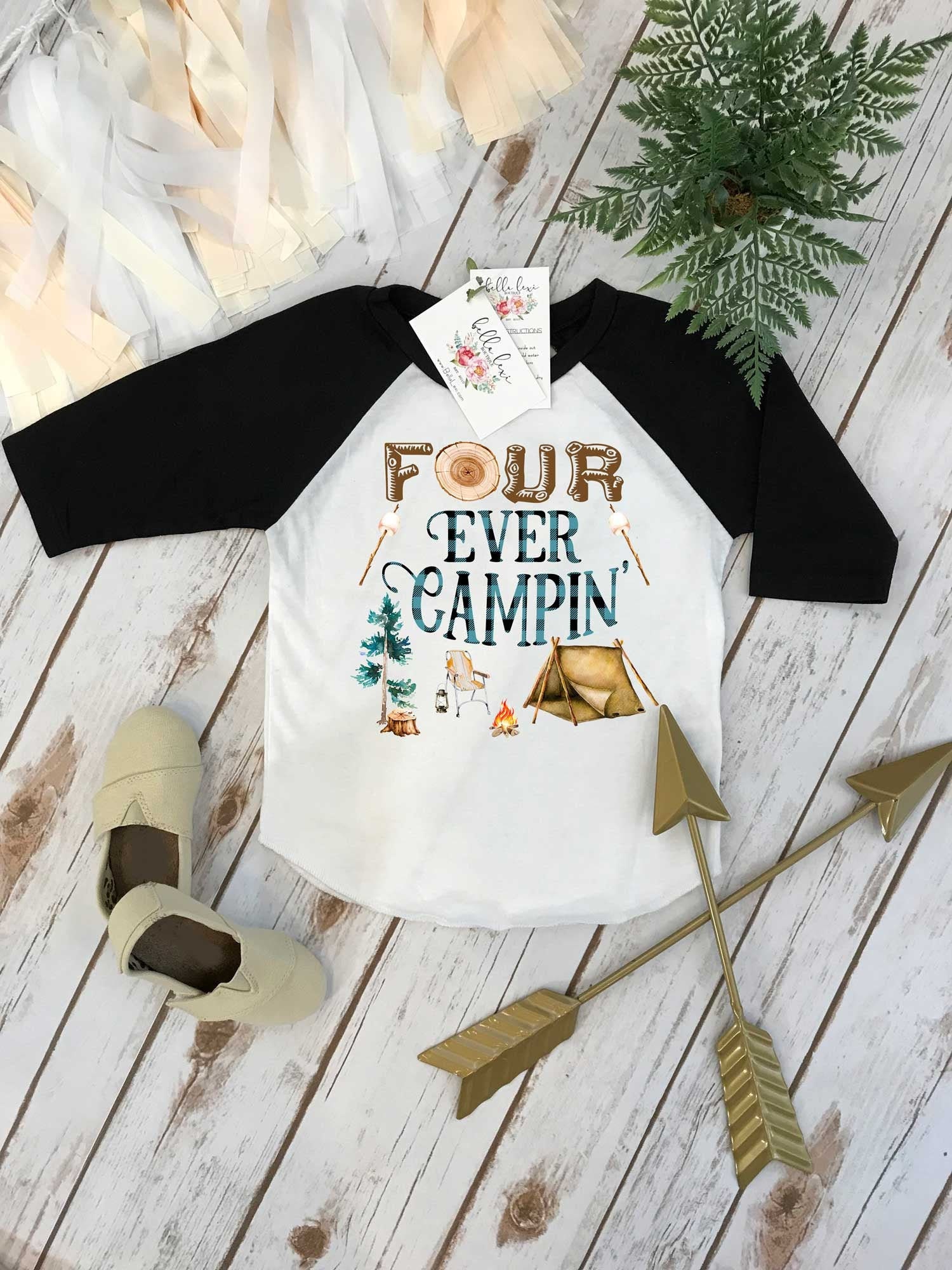 4th Birthday Shirt Camping Birthday 