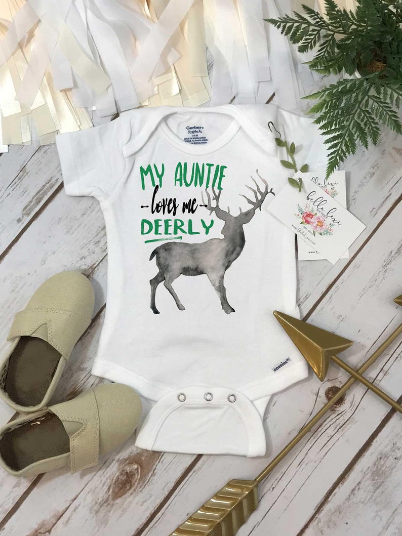 Nephew Gift, My AUNTIE Loves Me Deerly, Aunt Gift, Aunt Boy shirt, Auntie shirt, Deer shirt, Auntie Gift, Best Aunt Ever, Aunt Shirt, GREEN image 1