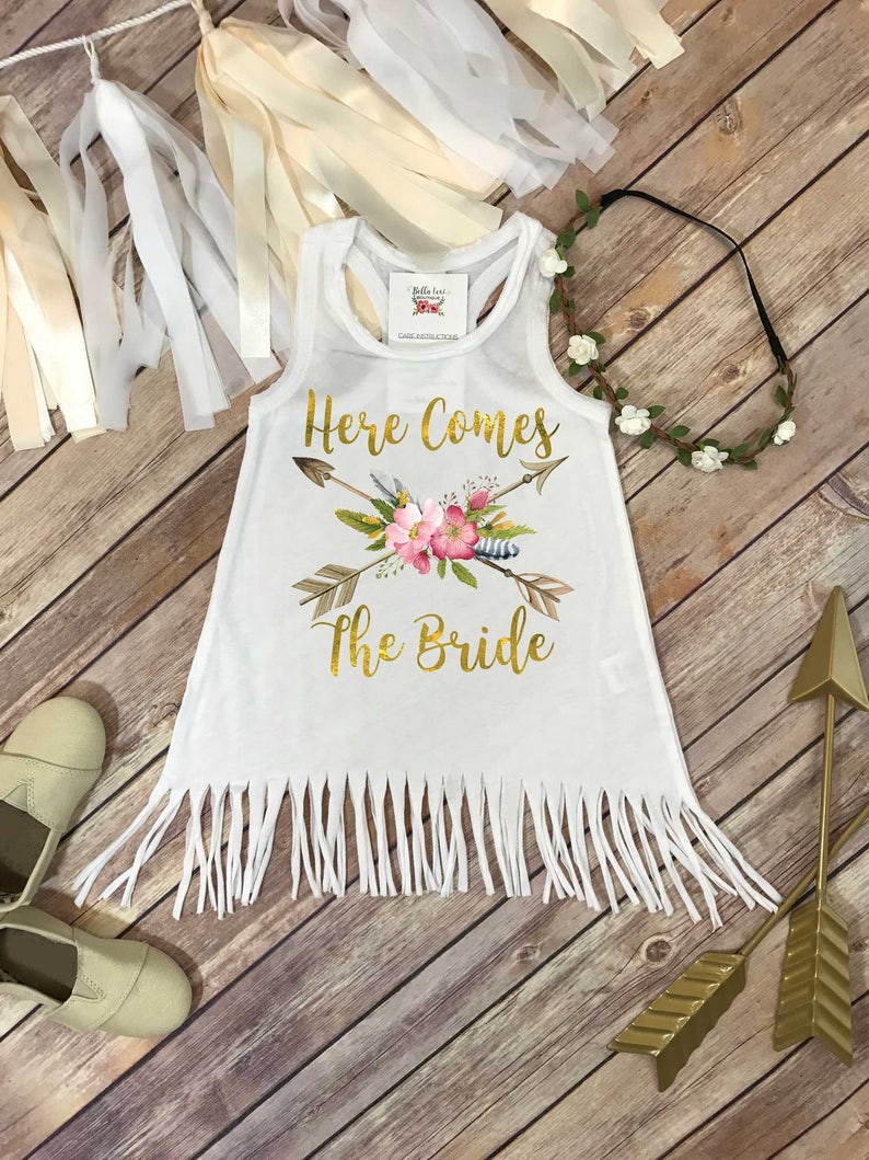 Here Comes The Bride Flower Girl Dress Boho Wedding Beach Etsy
